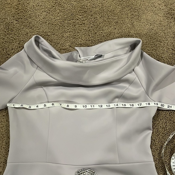 SALE! NWT Gray large dress midi length rolled neck back zipper by Tendency - Picture 13 of 16